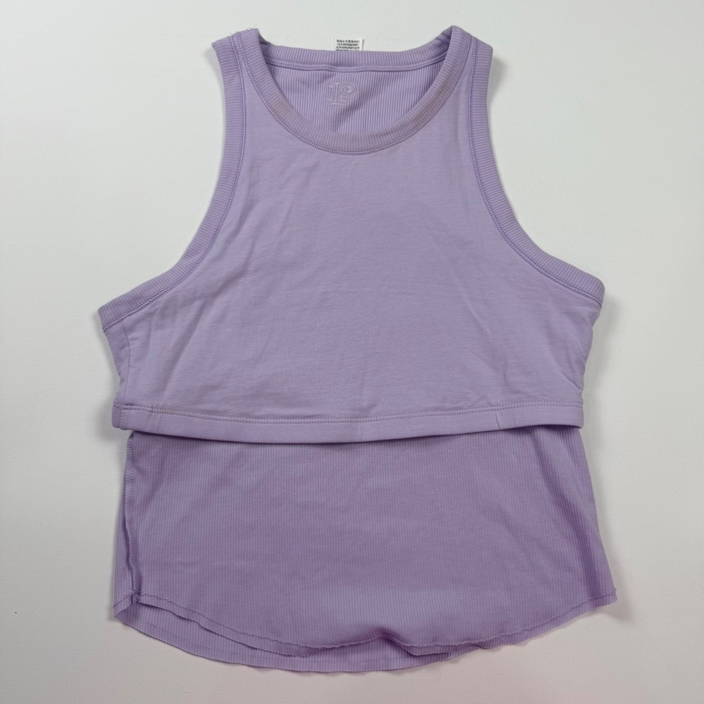 Victoria's Secret PINK Ribbed Shelf Bra Tank Top Women L Purple NEW High Neck - Picture 5 of 9